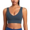 Butterluxe Womens V-Neck Longline Sports Bra - Wireless U-Shaped Open Back Yoga Low Impact Padded Crop Top
