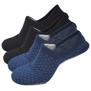 Anti Skid Non Slip Slipper Socks Men Grippy Socks Woman Yoga Pilates Barre Hospital Old Age | 2 Pairs, L/XL/XXL