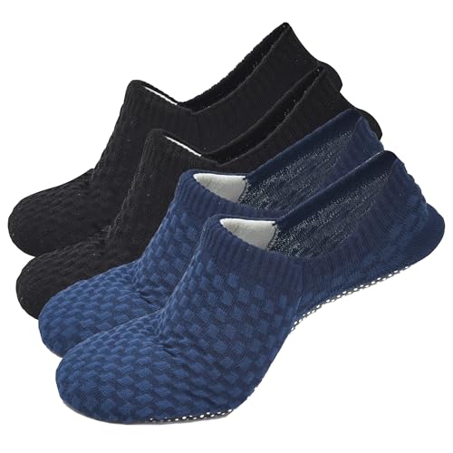 Anti Skid Non Slip Slipper Socks Men Grippy Socks Woman Yoga Pilates Barre Hospital Old Age | 2 Pairs, L/XL/XXL