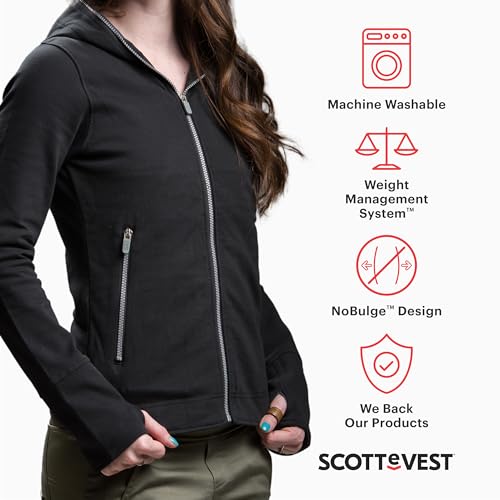 Glow Hoodie for Women - 18 Hidden Pockets - Lightweight Zip Up Sweatshirt for Travel & More