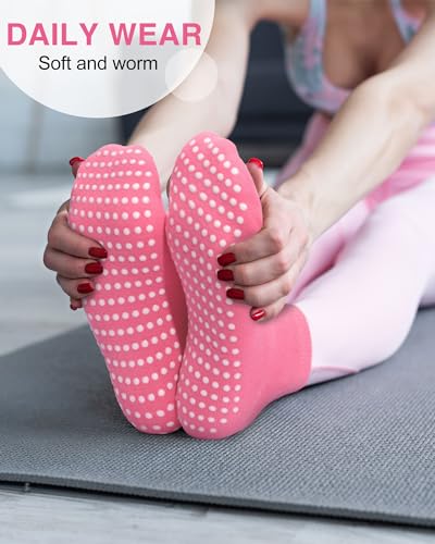 60 Pairs Grip Anti Yoga Socks Non Slip Pilates Socks Bulk Anti Skid Barre Ballet Socks for Women Elderly Hospital