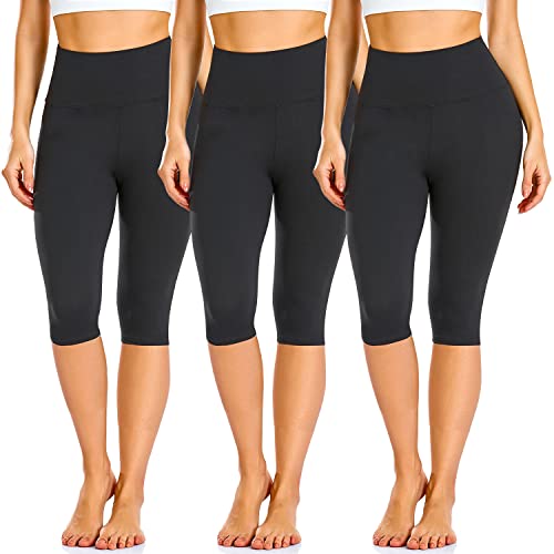 3 Pack Leggings for Women High Waisted Soft Black Yoga Pants for Workout Athletic Running Reg & Plus Size