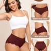 High Waisted Seamless Underwear for Women Full Coverage No-Show Bikini Wave Edge Panties 6 Packs