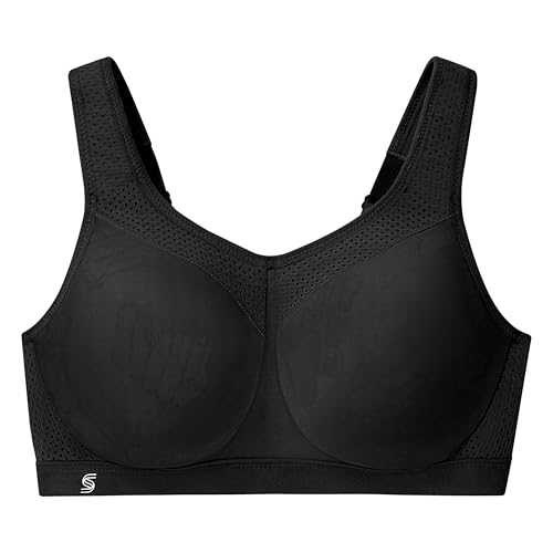 Full Figure Plus Size High Impact Wonderwire Sports Bra Underwire #9066 Black/Purple 46B