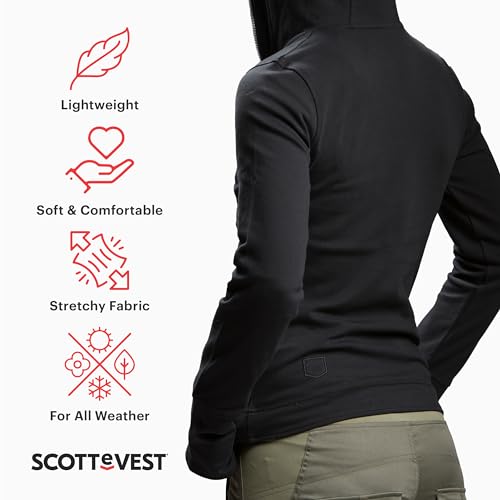 Glow Hoodie for Women - 18 Hidden Pockets - Lightweight Zip Up Sweatshirt for Travel & More