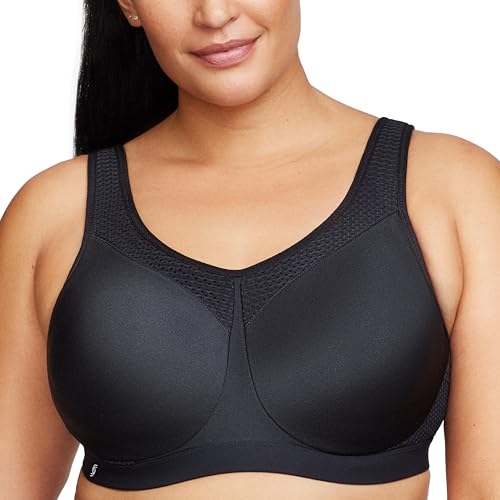 Full Figure Plus Size High Impact Wonderwire Sports Bra Underwire #9066 Black/Purple 46B