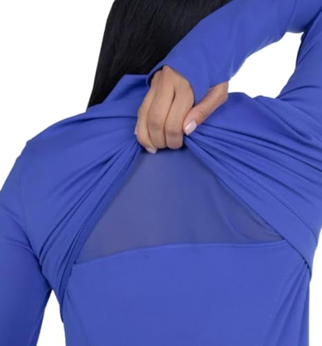 Women's Stretch Long Sleeve Zip Up Yoga Jacket with Thumb Holes