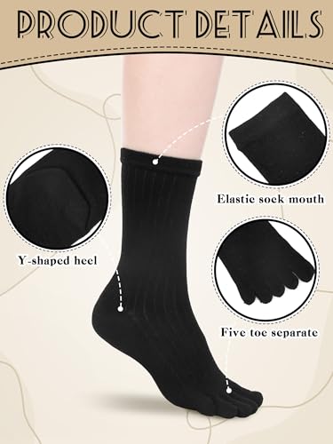 4 Pair Women Five Toe Socks Cotton Crew Ankle Socks with Toes for Women Men Athletic Running Yoga Daily