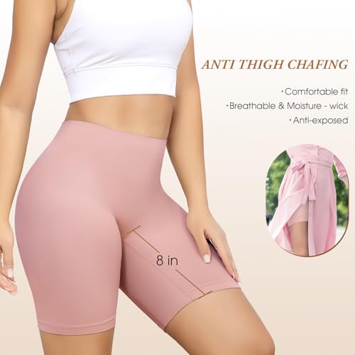 4 Pack Slip Shorts for Under Dresses Anti Chafing Underwear Seamless Comfortable Smooth Yoga Biker Workout Shorts