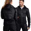 Team Unisex Half-Quilted Hooded Jacket Regular Fit Full Zip Insulated Panels