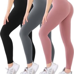 3 Pack High Waisted Leggings for Women-Soft Athletic Tummy Control Pants for Running Yoga Workout Reg & Plus Size