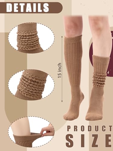 4 Pairs Slouch Socks for Women Bulk Stacked Boot 80s 90s Neon Slouch Knit Scrunchie Socks
