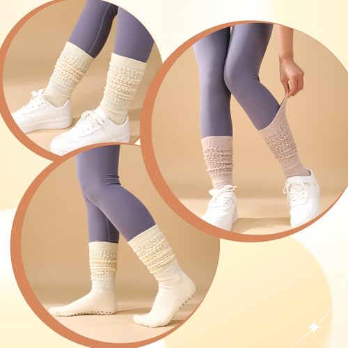 4 Pairs Grip Pilates Socks for Women,Yoga Non Slip Cotton Socks for Pilates Outfit