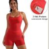 2 Piece Workout Sets for Women Padded Sports Bra Tank Booty Gym Shorts with Pockets