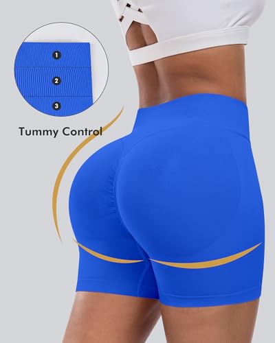 Workout Gym Biker Shorts, High Waisted Butt Lifting Scrunch Butt Sports Seamless Shorts Sets 4 Piece