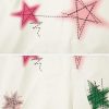 Mens Graphic Varsity Hoodies Graffiti Line Star Unisex Colorful Printing Oversized Casual Streetwear Tops
