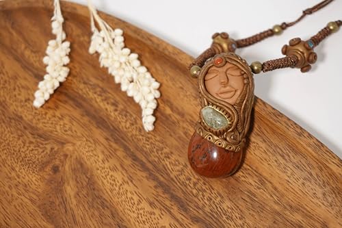 Original handmade soft ceramic crystal stone necklace, beautiful pendant necklace for both men and women, natural crystal