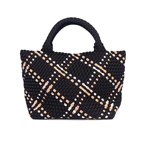 Women Tote Bag Large Neoprene Tote Bag Fashion Woven Bag Neoprene Tote Handbag Roomy Shoulder Bags for Beach, Gym, Trave