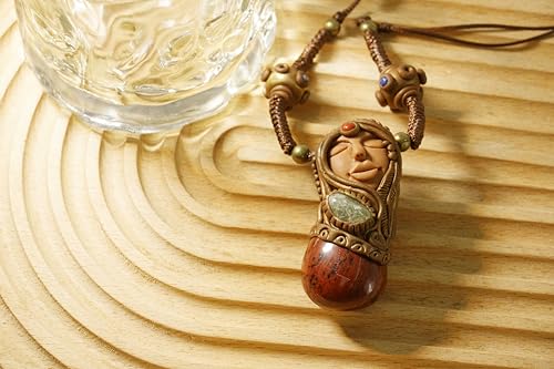 Original handmade soft ceramic crystal stone necklace, beautiful pendant necklace for both men and women, natural crystal