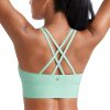Womens Strappy Longline Sports Bra - Medium Impact Criss Cross Yoga Padded Workout Crop Top