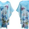 Women's 100% Silk Short Robe Bathrobe Nightgown Pajama Sleepwear -Classic Batwing Sleeved