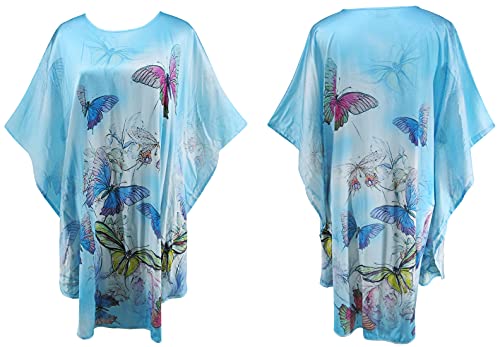 Women's 100% Silk Short Robe Bathrobe Nightgown Pajama Sleepwear -Classic Batwing Sleeved
