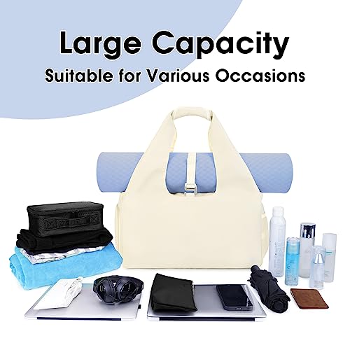 Yoga Gym Bags for Women with Shoes Compartment & Wet Dry Storage Pockets & Adjustable Yoga Mat Holder, Patent Pending