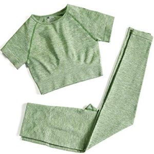 Workout Sets for Women Two Piece Outfits Seamless High Waist Leggings Yoga Crop Tops Athletic Sports Gym Sets