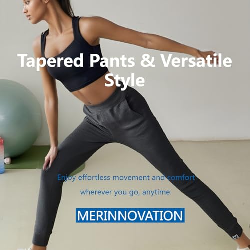 Women's Merino Wool Jogger Pant Thermal Sweatpant for Running Breathable Wicking Anti-Odor