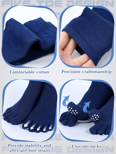 6 Pairs Women Toe Socks Non Slip Yoga Socks with Grip Men Pilates Toe Socks for Dance Gym