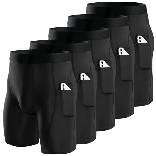 1/2/4/5 Pack Compression Shorts Men, Spandex Running Shorts Athletic Workout Sport Performance Baselayer Underwear