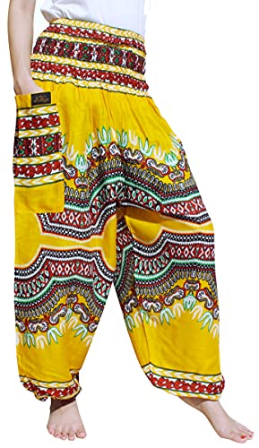 Smocked Waist Harem Baggy Pants, Women, Rayon Elephant Boho Yoga