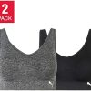 Women’s Seamless Convertible Sports Bra, 2-Pack, Black/Gray (Small)