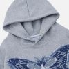 Hoodies Denim Butterfly Hoodie Casual Baggy Hooded Pullover Sweatshirts Streetwear Unisex