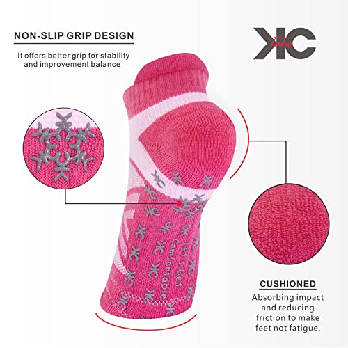 Non-Slip Compression Yoga Socks 4 Pairs with Grips for Pilate Ballet Barre Barefoot Hospital for Women and Men