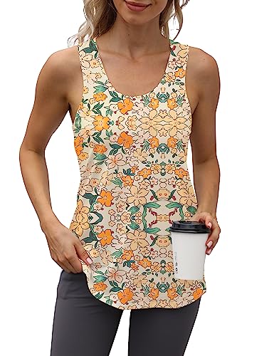 Womens Workout Athletic Tank Tops Loose Gym Yoga Racerback Sleeveless Running Sports Shirts Tops