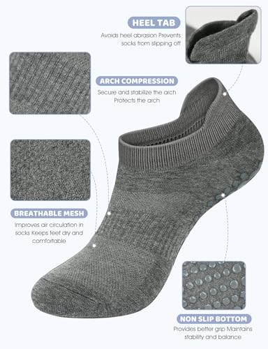 Grip Socks for Women Men Pilates Grip Socks Non Slip Yoga Sock with Grips for Barre Barefoot Hospital Grippy Sock
