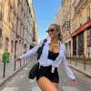 Women Workout Seamless Jumpsuit Yoga Ribbed Bodycon One Piece Spaghetti Strap Shorts Romper