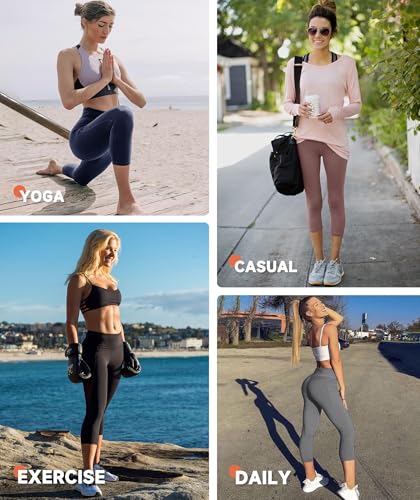 3 Pack Capri Leggings for Women - Stretch Tummy Control Yoga Pants for Cycling Workout