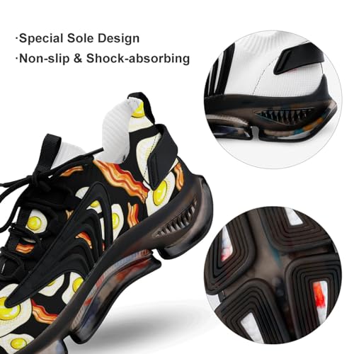 Fried Eggs Bacon Funny Smiling Face Lightweight Women's Sneakers Running Tennis Shoes Walking Sportswear Gym Travel for Men