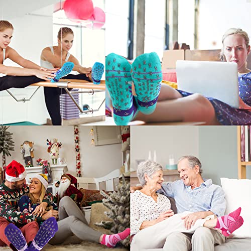 Non-Slip Compression Yoga Socks 4 Pairs with Grips for Pilate Ballet Barre Barefoot Hospital for Women and Men