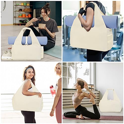 Yoga Gym Bags for Women with Shoes Compartment & Wet Dry Storage Pockets & Adjustable Yoga Mat Holder, Patent Pending