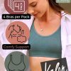 Women's 4 Pack Ribbed Bralette Crop Top Comfort Sports Bra