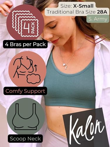 Women's 4 Pack Ribbed Bralette Crop Top Comfort Sports Bra