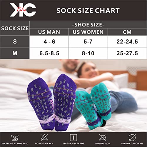 Non-Slip Compression Yoga Socks 4 Pairs with Grips for Pilate Ballet Barre Barefoot Hospital for Women and Men