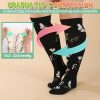 6 Pairs Plus Size Compression Socks for Women Wide Calf Extra Large Knee High Support for Travel Yoga Running Circulation