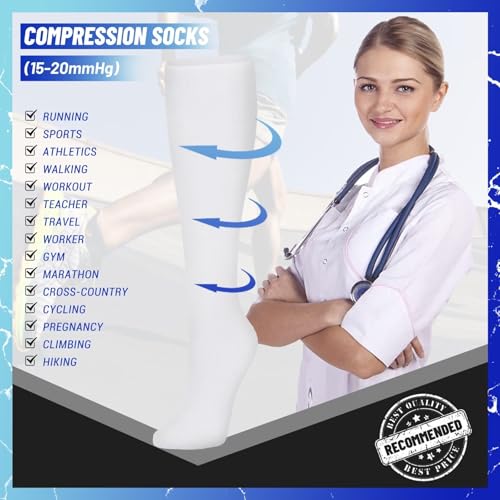 3 Pairs Compression Socks for Women & Men 15-20 mmHg,Best Support for Cycling Athletic Hiking Running