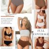 High Waisted Seamless Underwear for Women Full Coverage No-Show Bikini Wave Edge Panties 6 Packs
