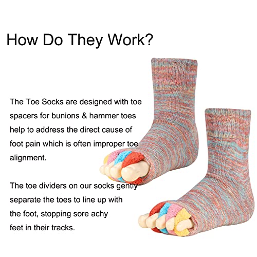 Toe Separator Socks for Men Women Comfy Foot Alignment Sock Massage Cotton Bunion Socks Yoga Sports GYM