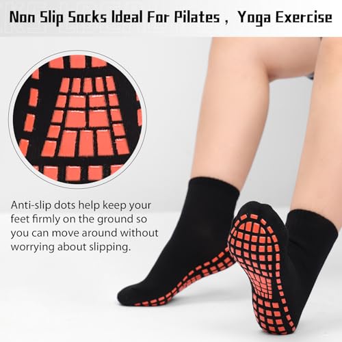 5 Pairs Non Slip Socks Non Skid Sticky Grippy Yoga Pilates Hospital Sock Men Women